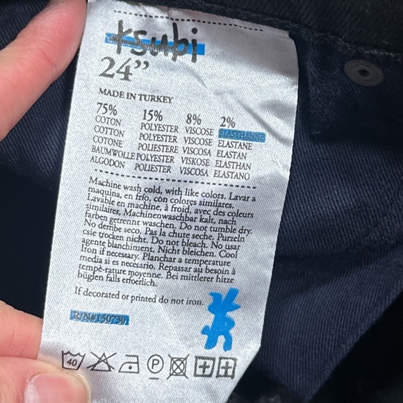 Ksubi Playback Jeans Grease Black Cutoff High Waist Straight Jeans Womens 24 - Picture 10 of 13